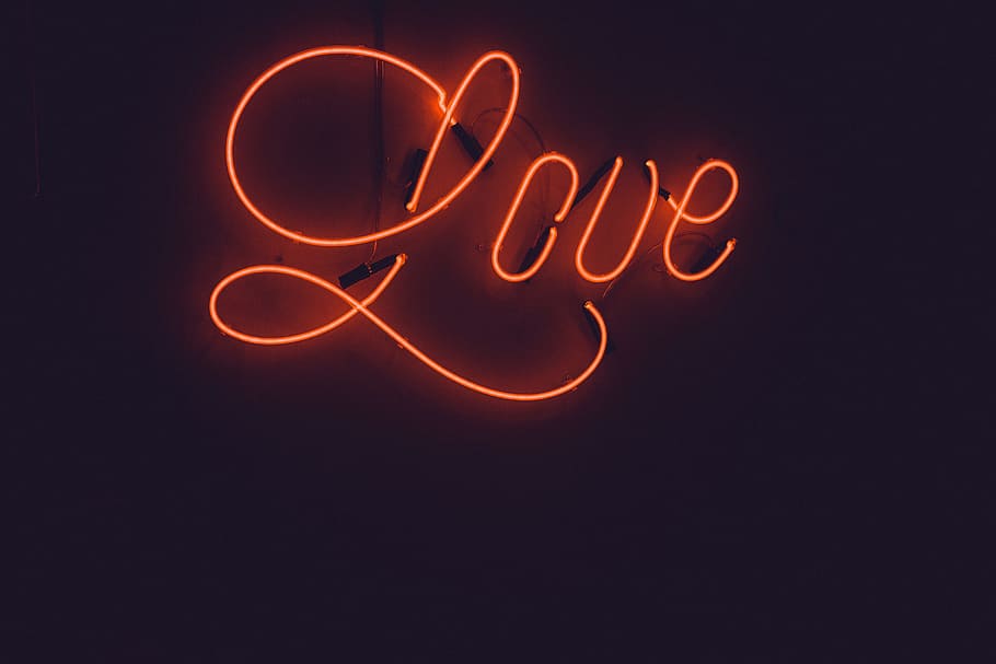Love neon sign, red, letter, signage, light, cursive, blog, wallpaper, HD wallpaper