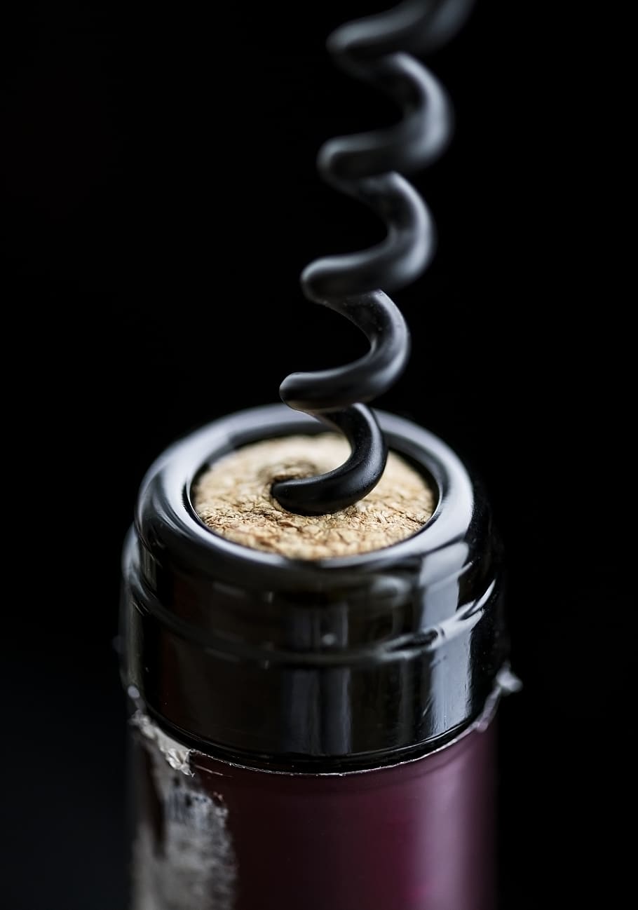 Close-Up Photo of Corkscrew, beverage, black background, blur HD wallpaper