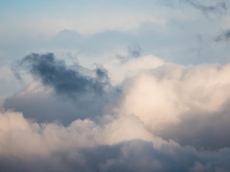 clouds, light, dark, fluffy, grey, blue, sky, wallpaper, cloud - sky HD wallpaper
