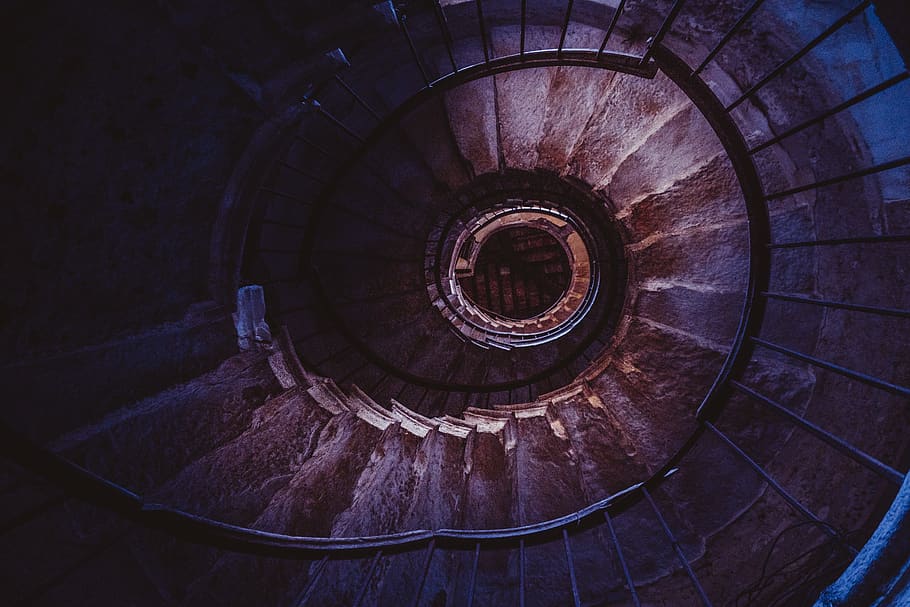 Brown spiral Staircase, art, background, curve, design, graphic, HD wallpaper