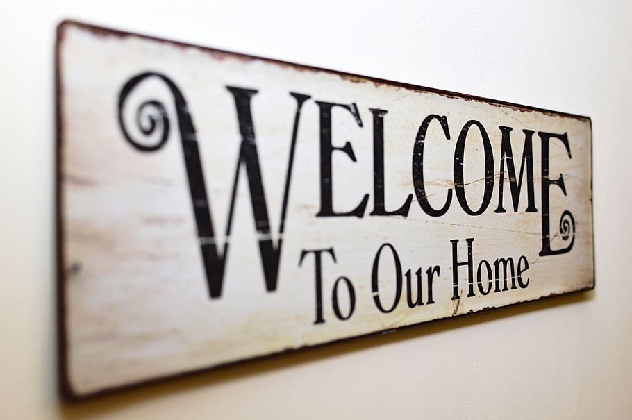Welcome to Our Home Print Brown Wooden Wall Decor, greetings, HD wallpaper