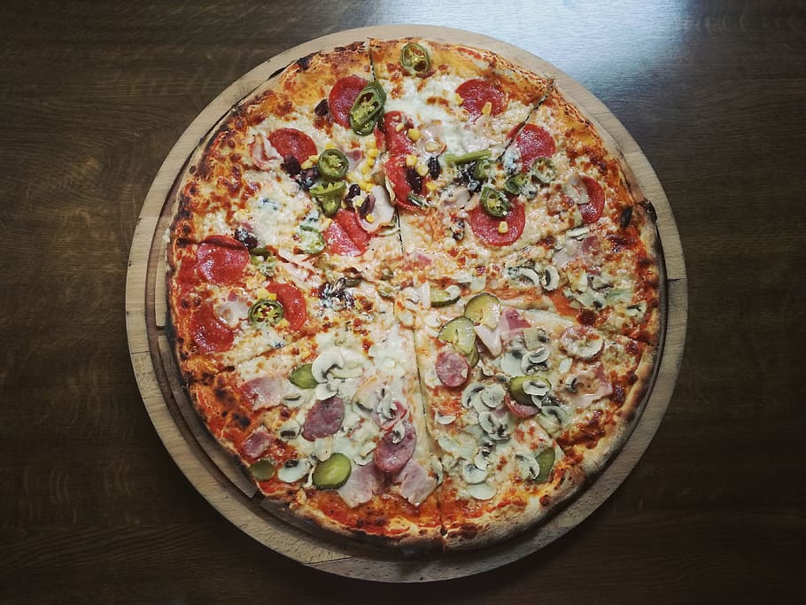 Pepperoni Pizza, cheese, circle, close-up, crust, delicious, dinner HD wallpaper