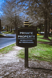 Black and White Private Property Signage, community, daylight HD wallpaper