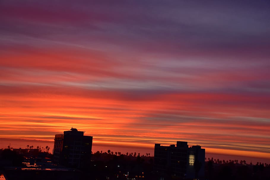 nature, outdoors, red sky, sunset, dusk, dawn, silhouette, sunrise HD wallpaper
