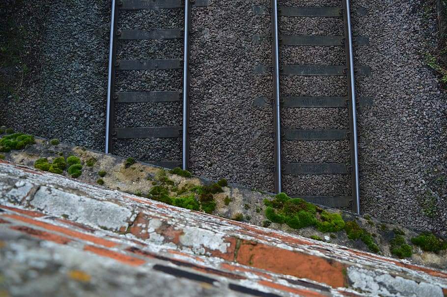 train, tracks, bridge, railway, road, countryside, no people HD wallpaper