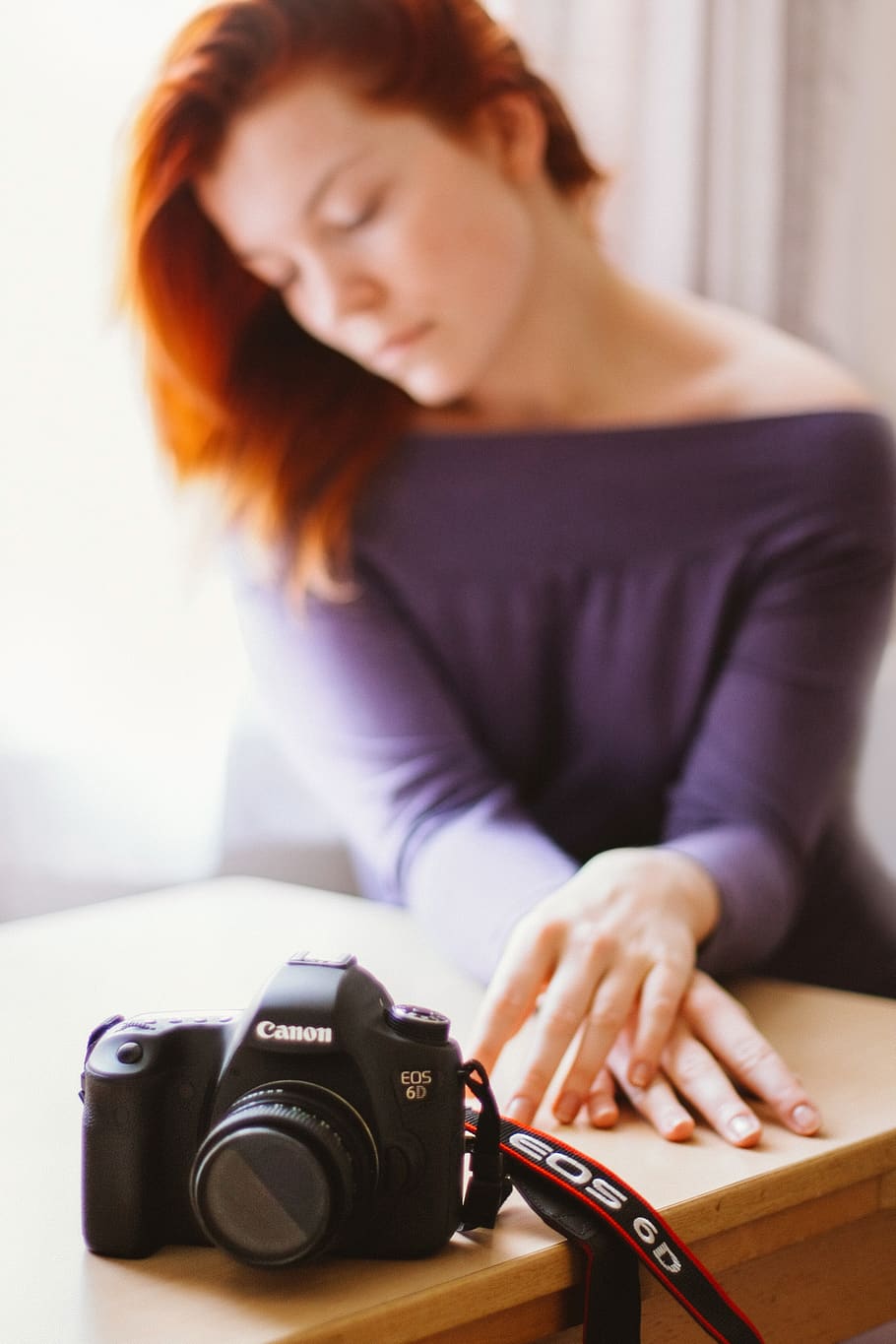 black Canon DSLR camera on table, human, person, people, woman HD wallpaper