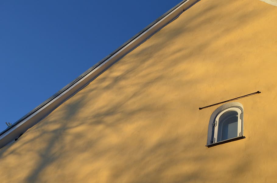 yellow, building, sunny, window, estonia, built structure, architecture HD wallpaper