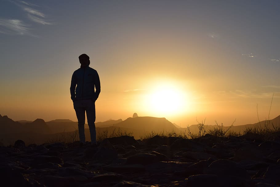 Person Taking Photo in Sunset, backlit, dawn, desert, dusk, evening HD wallpaper