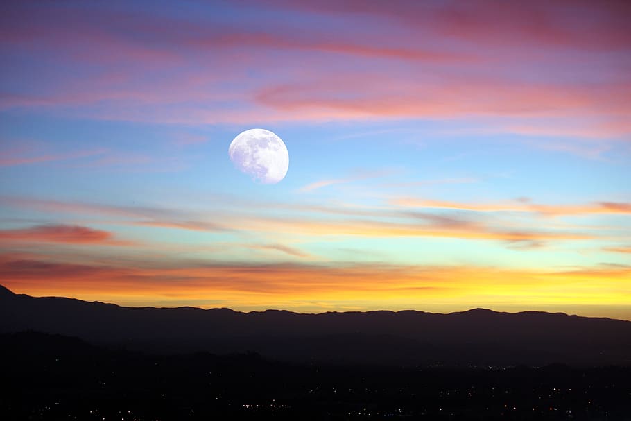 sky, beauty in nature, scenics - nature, moon, tranquil scene HD wallpaper