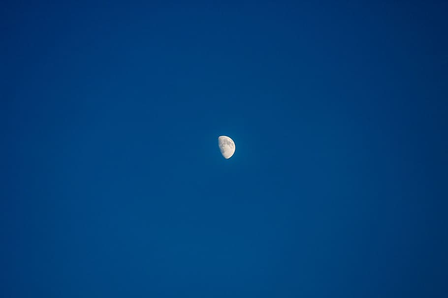 white sands national monument, moon, sky, blue, copy space, HD wallpaper