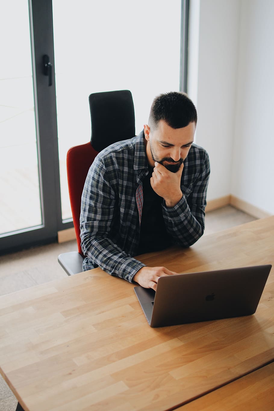Man Using Laptop Computer, adult, beard, business, connection