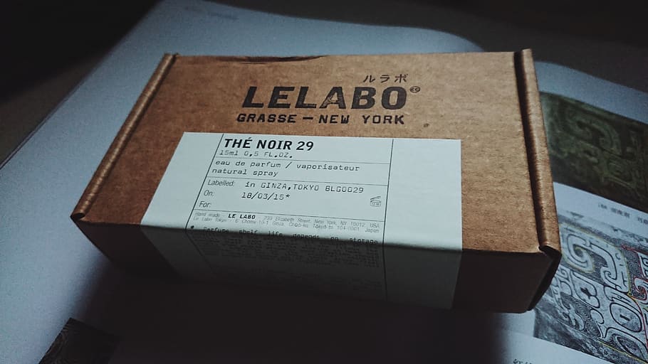 le labo, perfume, text, communication, paper, high angle view