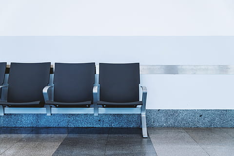 Modern waiting area in the airport. Empty seat, chair, absence HD wallpaper