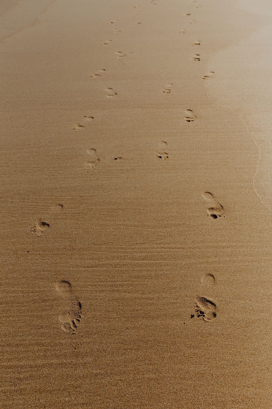 Footprints on a sandy beach, Portugal, ocean, sea, shore, summer
