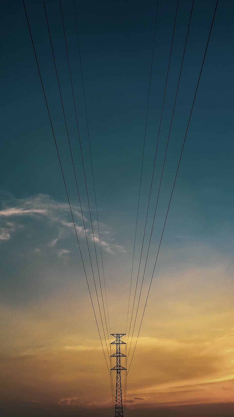 landscape, sunset, powerpoles, sky, cable, electricity pylon HD wallpaper