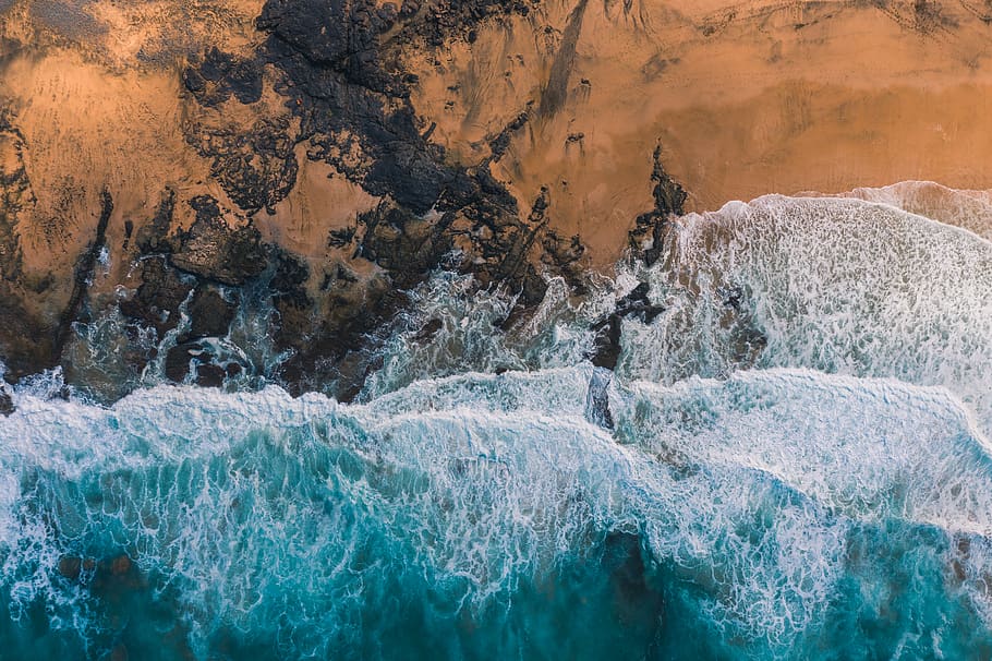 blue ocean, water, rock, solid, beauty in nature, rock - object HD wallpaper