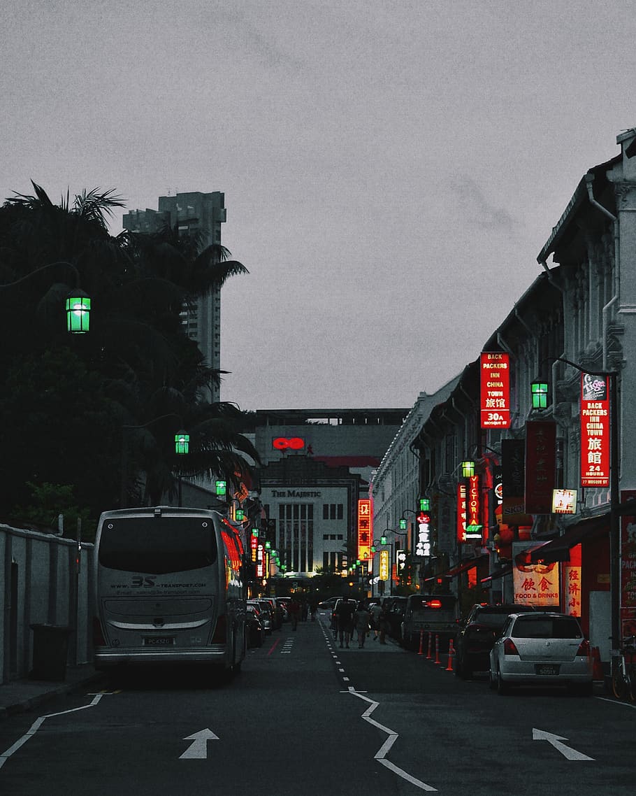 singapore, chinatown singapore, street photography, night photography, HD wallpaper