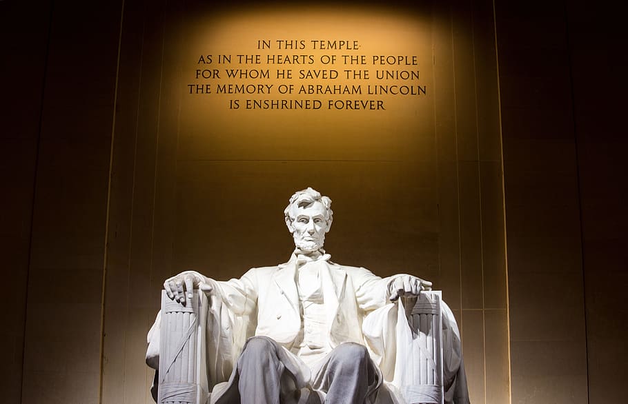 Abraham Lincoln Statue, administration, adult, art, indoors, landmark, HD wallpaper