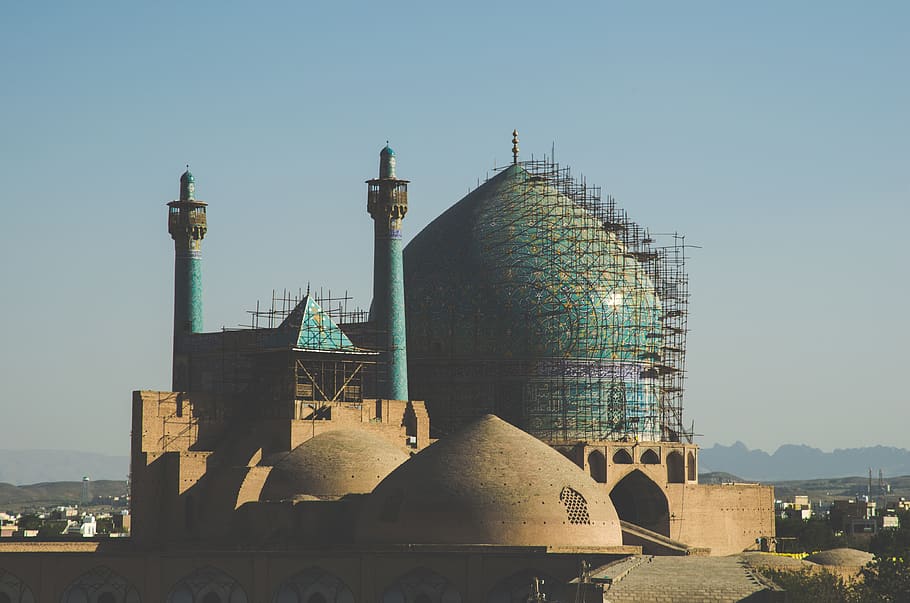 dome building, architecture, mosque, masjid shah, iran, isfahan HD wallpaper