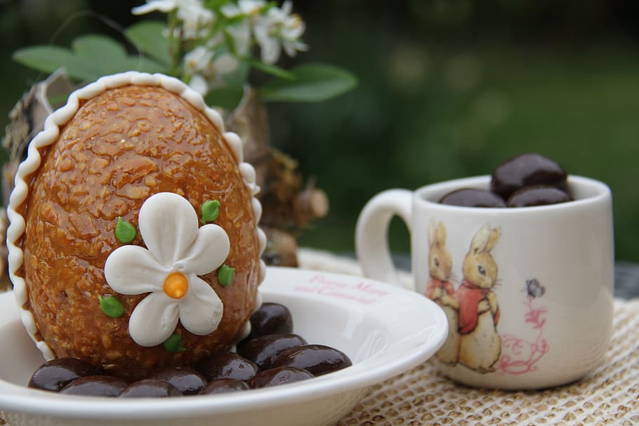 easter, chocolate, egg, nougatine, spring, rabbit, outside HD wallpaper