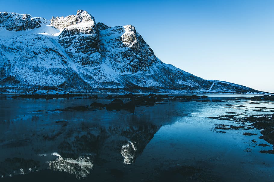 snow covered mountain, outdoors, nature, ice, mountain range HD wallpaper