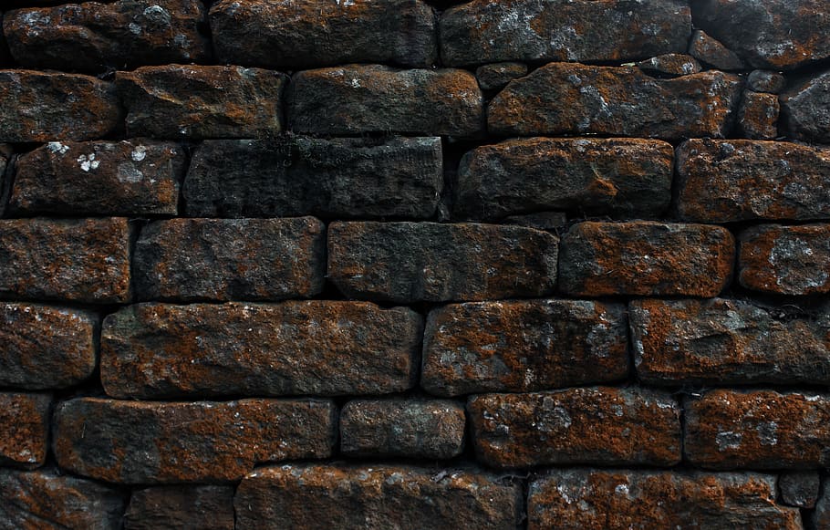 wall, stone wall, texture, brick, pattern, brown, red, face, HD wallpaper