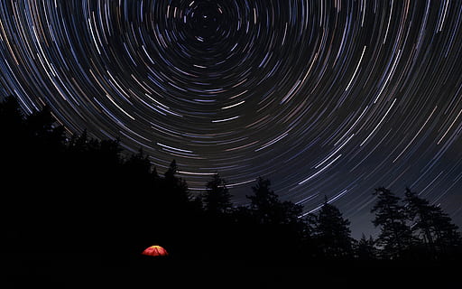 time lapse photography of milky way galaxy at night sky, tent HD wallpaper