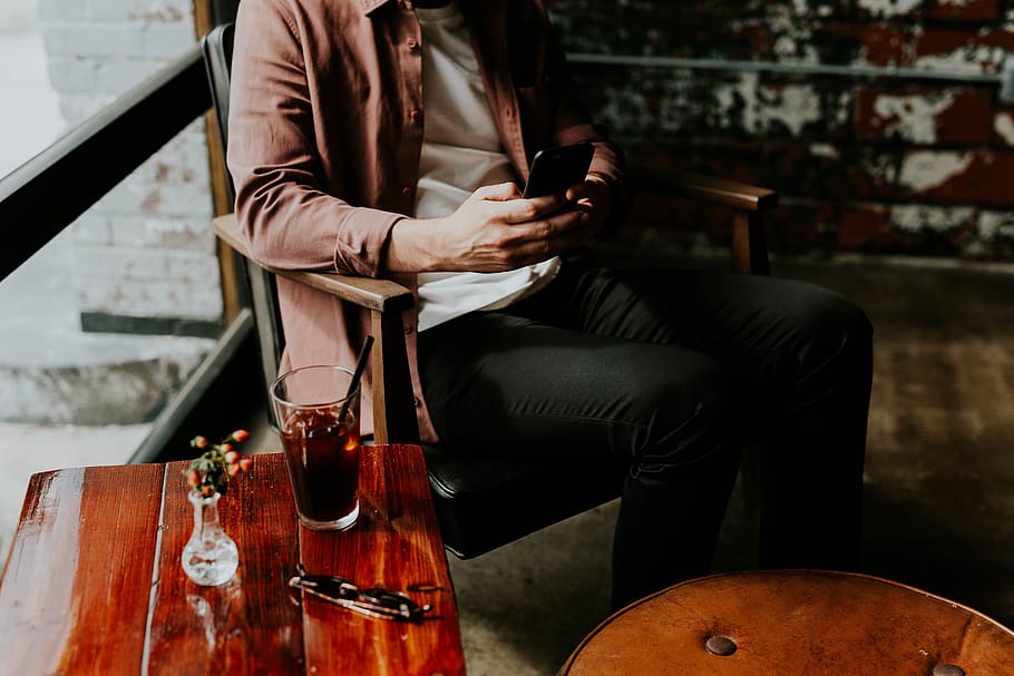 people, man, guy, sitting, wooden, table, sunglasses, flower HD wallpaper