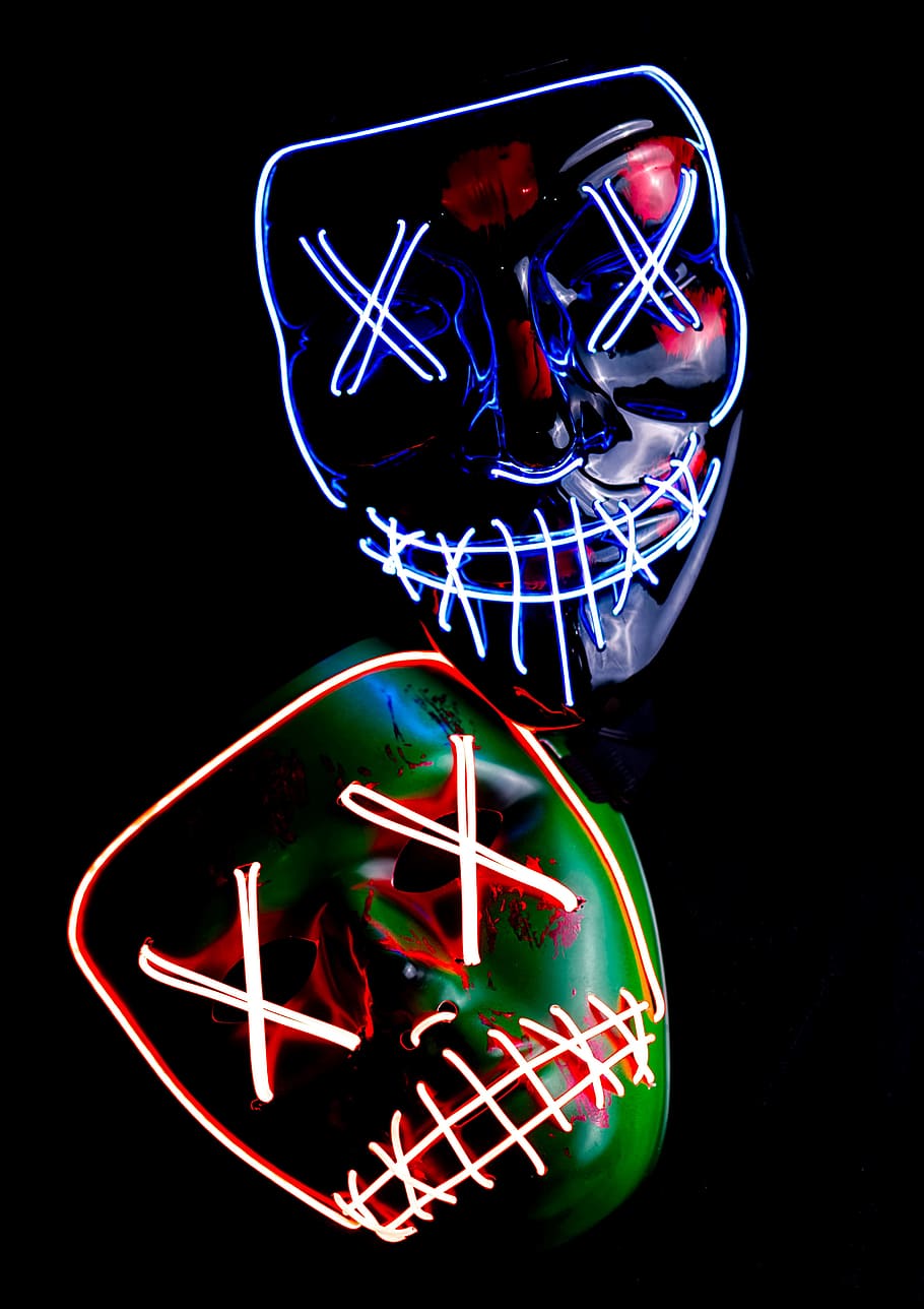 LED mask Wallpaper 4K, Glow in dark, Purge mask