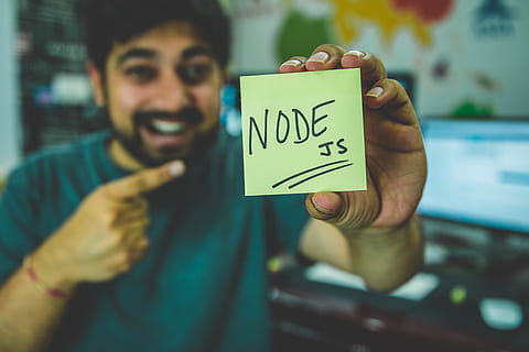 Person Holding Node Text, blurred background, code, coding, commerce HD wallpaper