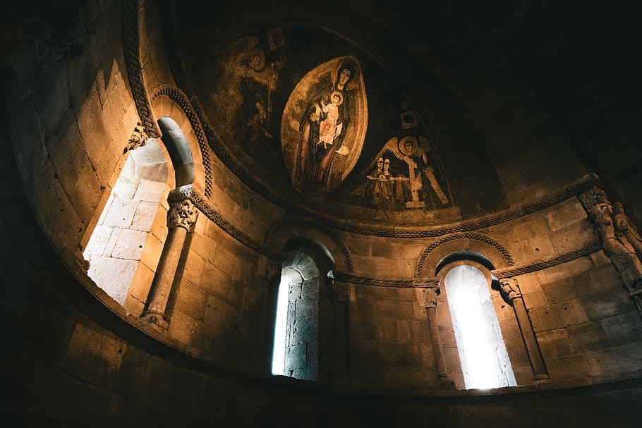 brown concrete dome building, architecture, crypt, apse, painting HD wallpaper