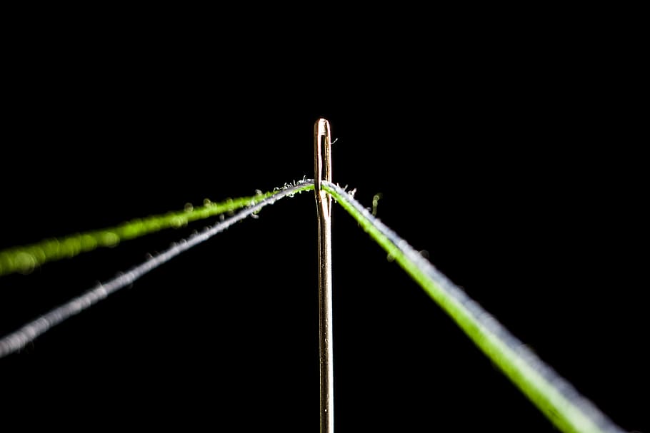 needle, macro, thread, cotton, black background, Sewing, studio shot HD wallpaper