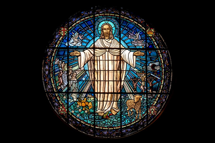 Jesus Christ wall decor, stained glass, glass - material, indoors