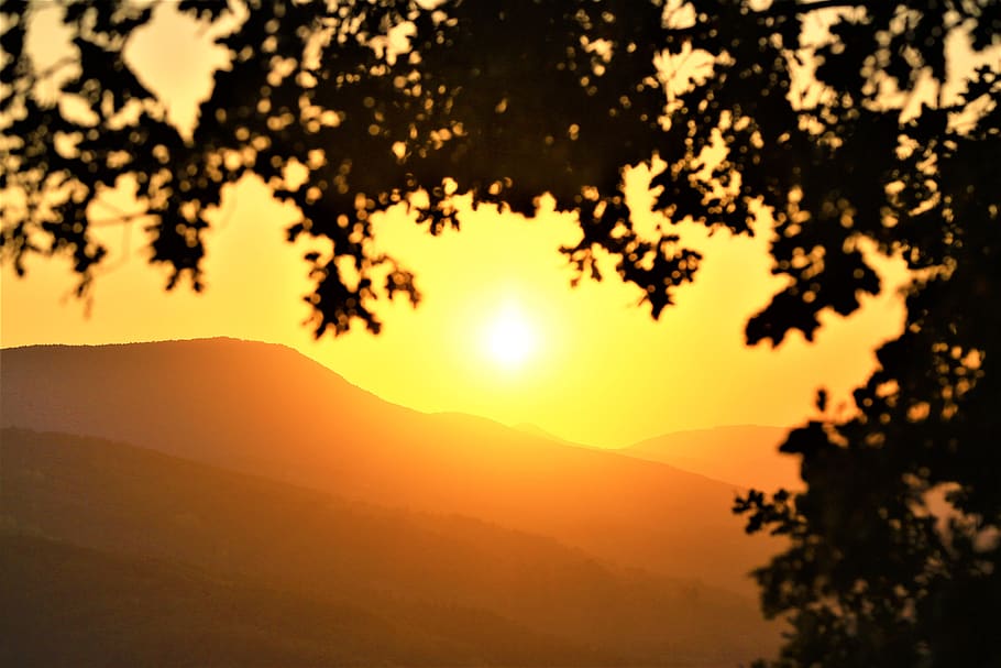 sunset, landscape, nature, sky, in the evening, solar, horizon HD wallpaper