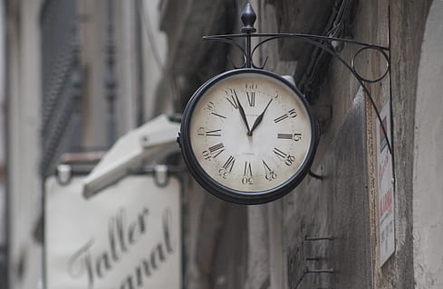 time, clock, watch, wall, old, barcelona, street, round, number HD wallpaper