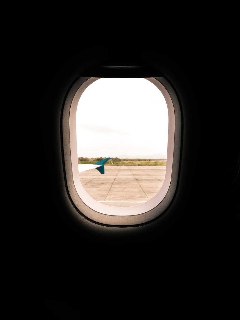 plane window, through window, wing, airplane, aeroplane, wing tip HD wallpaper