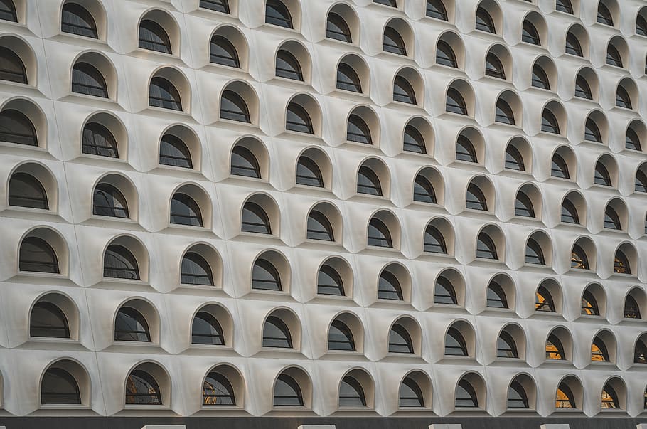 white multi window building, architecture, rug, hole, dome, texture HD wallpaper