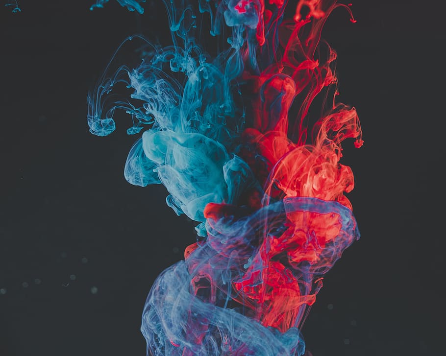 blue and red smoke illustration, studio shot, black background HD wallpaper