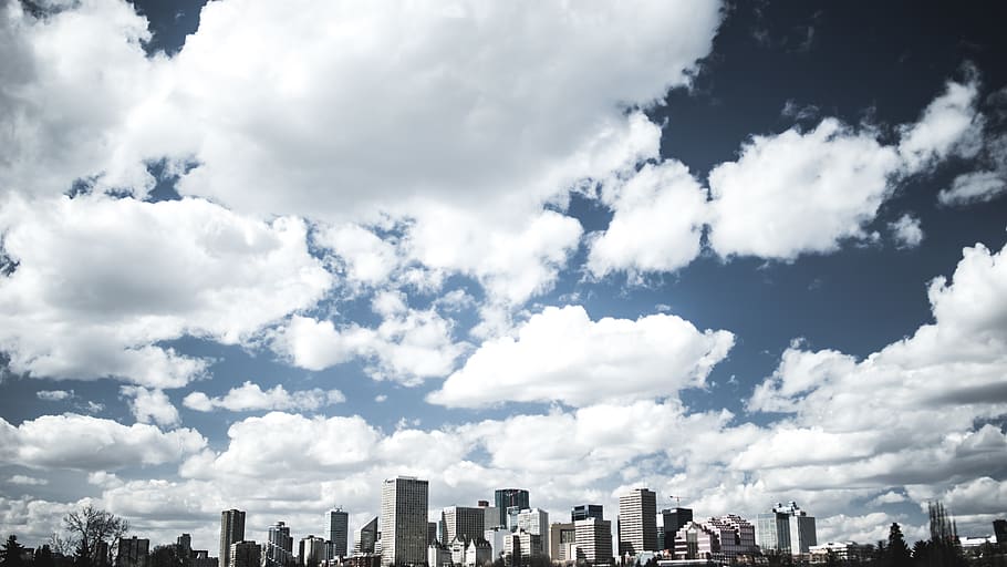 edmonton, canada, urban, clouds, cityscape, architecture, cloud - sky, HD wallpaper