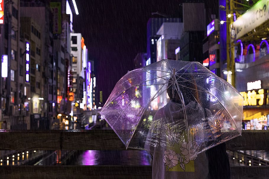 Photo of a Person Holding an Umbrella, architecture, asia, back view