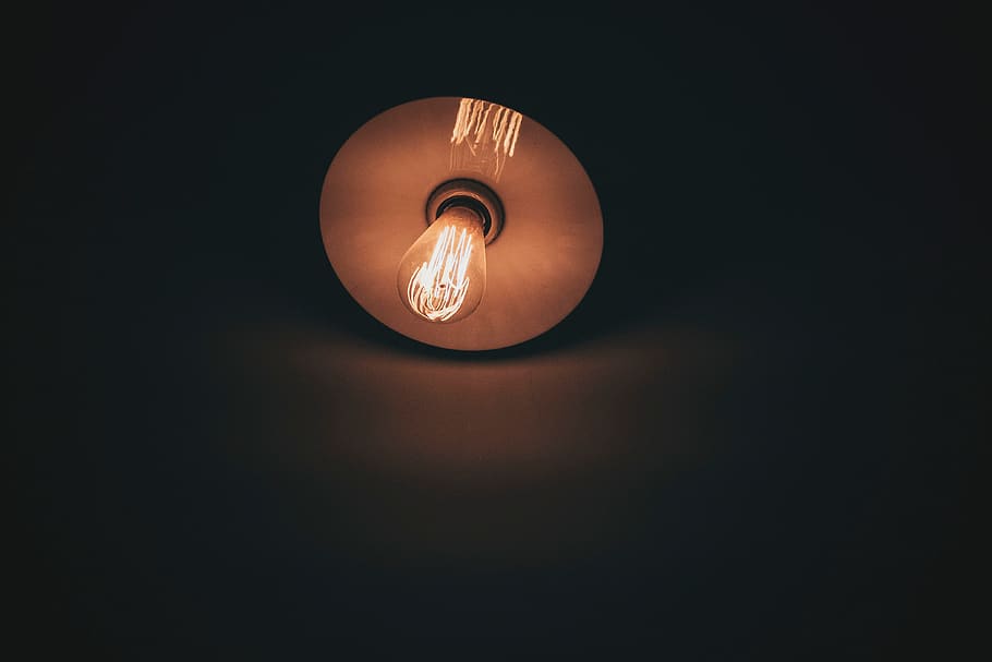 lamp, light, bulb, electricity, hang, dark, night, illuminated HD wallpaper