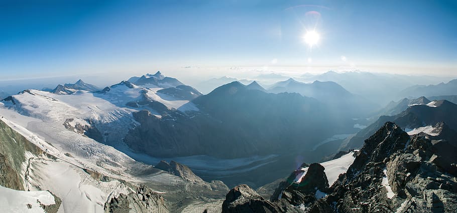 austria, grossglockner, sky, mountains, hiking, sun, großglockner HD wallpaper