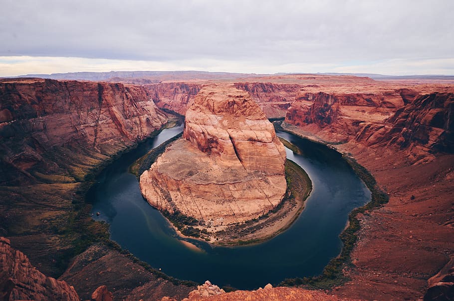 rock, formation, water, clouds, travel, nature, trip, adventure HD wallpaper