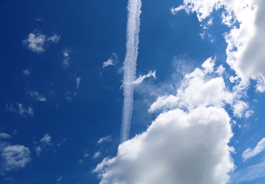 contrail, cloud, chemtrail, sky, cloud - sky, vapor trail, low angle view, HD wallpaper