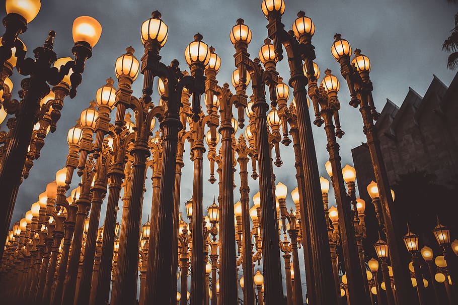 lighter posts, low angle view, lighting equipment, illuminated HD wallpaper
