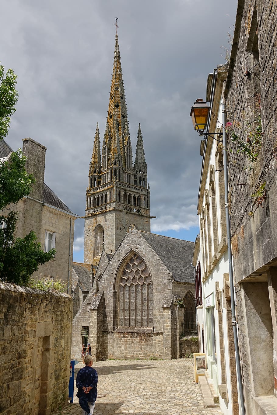 church, steeple, building, sky, france, brittany, built structure HD wallpaper