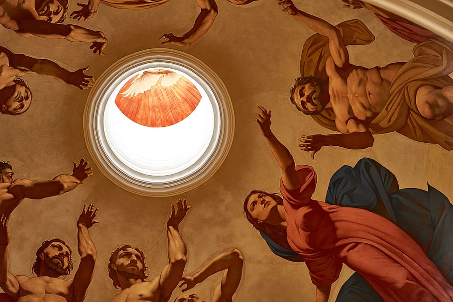 religious painting ceiling, italy, noto, building, architecture HD wallpaper