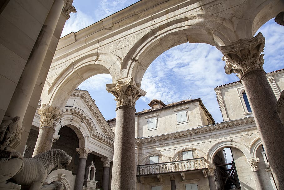 croatia, split, roman, columns, europe, ruins, old, ancient HD wallpaper