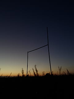 goals, goal post, dawn, grass, rugby, goal posts, sky, sunset HD wallpaper