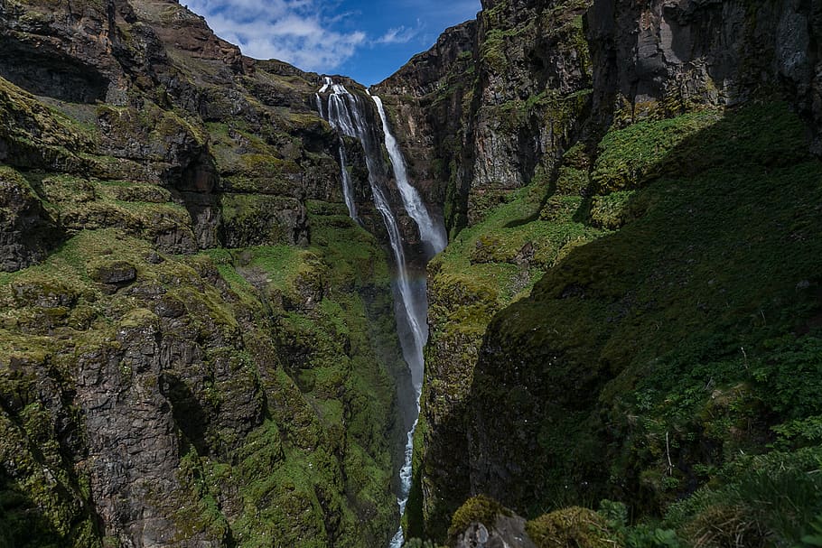 Landscape Photography of Waterfalls, cliffs, daylight, environment HD wallpaper